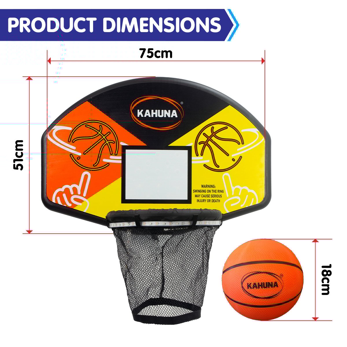 Kahuna Trampoline Led Basketball Hoop Set With Light-up Ball Kahuna
