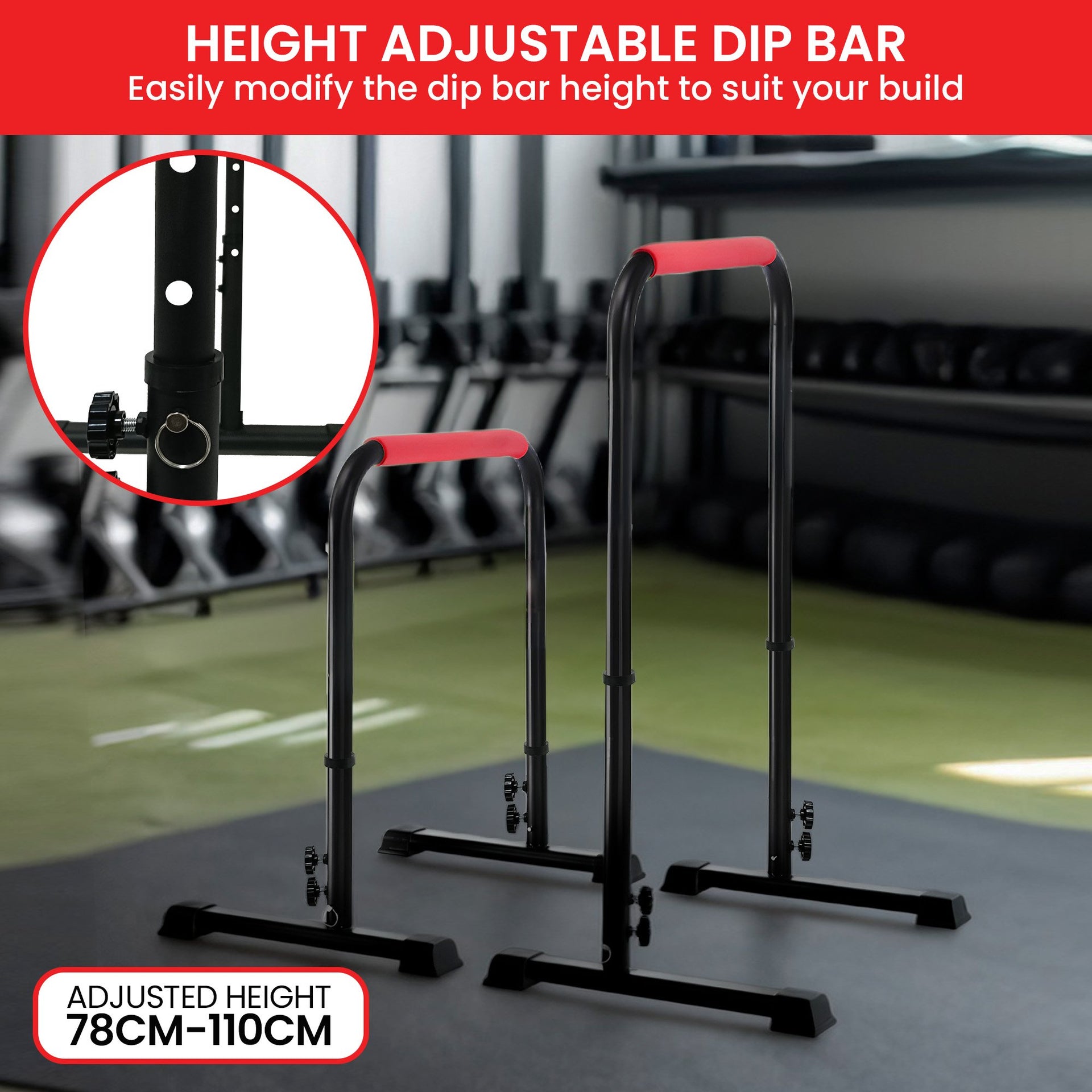 Powertrain Height-Adjustable Dip Bars Pair Load Capacity 200kg Separated Type Awezingly