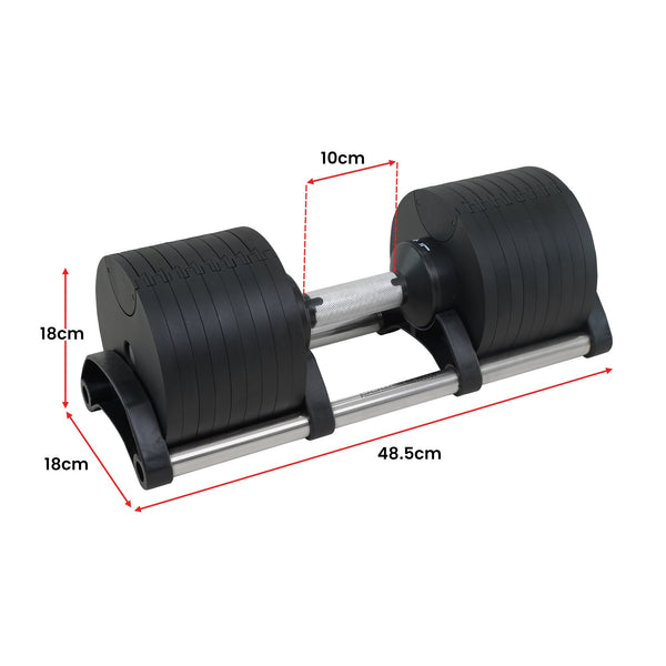Powertrain Eon Set Of Two Dial-up 36kg Adjustable Dumbbell Home Gym 9 Options Powertrain