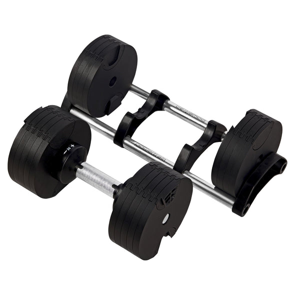 Powertrain Eon Set Of Two Dial-up 36kg Adjustable Dumbbell Home Gym 9 Options Powertrain