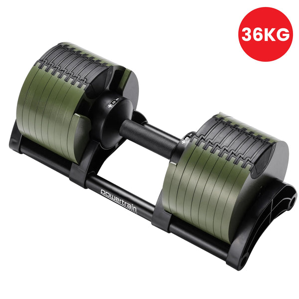 Powertrain Eon Dial-Up 36KG Adjustable Dumbbell - Green Awezingly