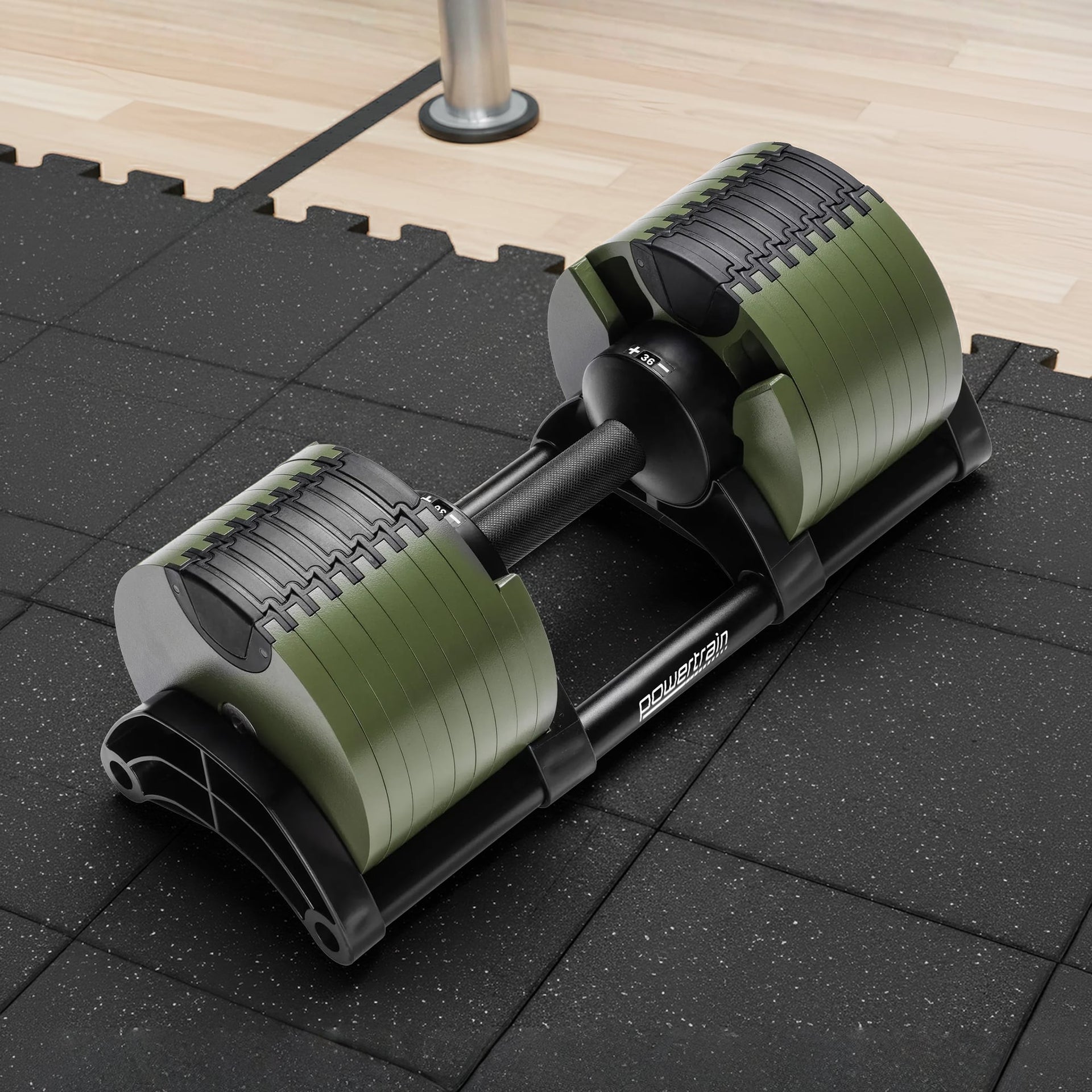 Powertrain Eon Dial-Up 36KG Adjustable Dumbbell - Green Awezingly