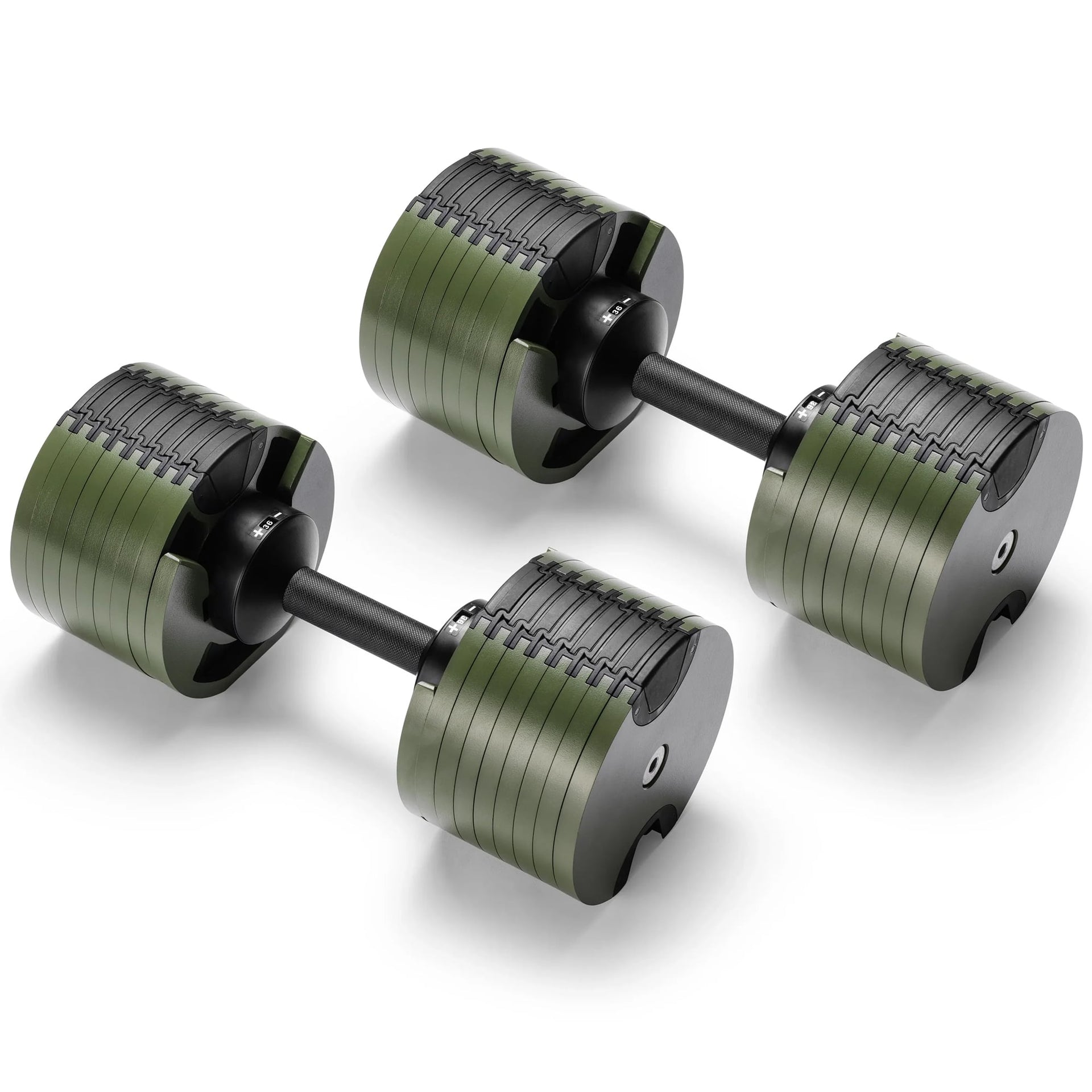 Powertrain Eon Dial-Up 72KG Adjustable Dumbbells Pair - Green Awezingly
