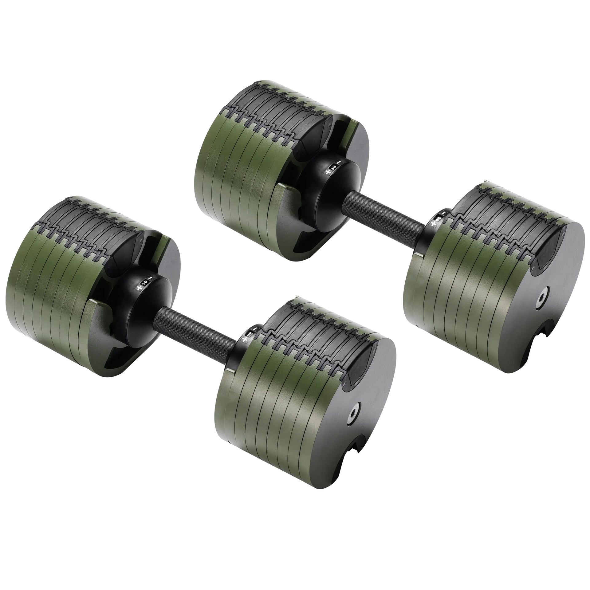 Powertrain Eon Dial-Up 72KG Adjustable Dumbbells Pair - Green Awezingly