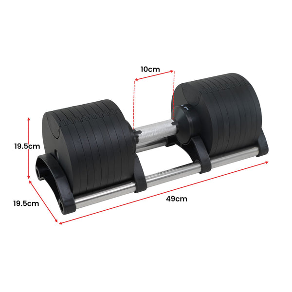 Powertrain Eon 2 X 45kg Adjustable Dumbbells W/ Stand Heavy-duty Storage Rack Home Gym 9 Strength Training Equipment Awezingly