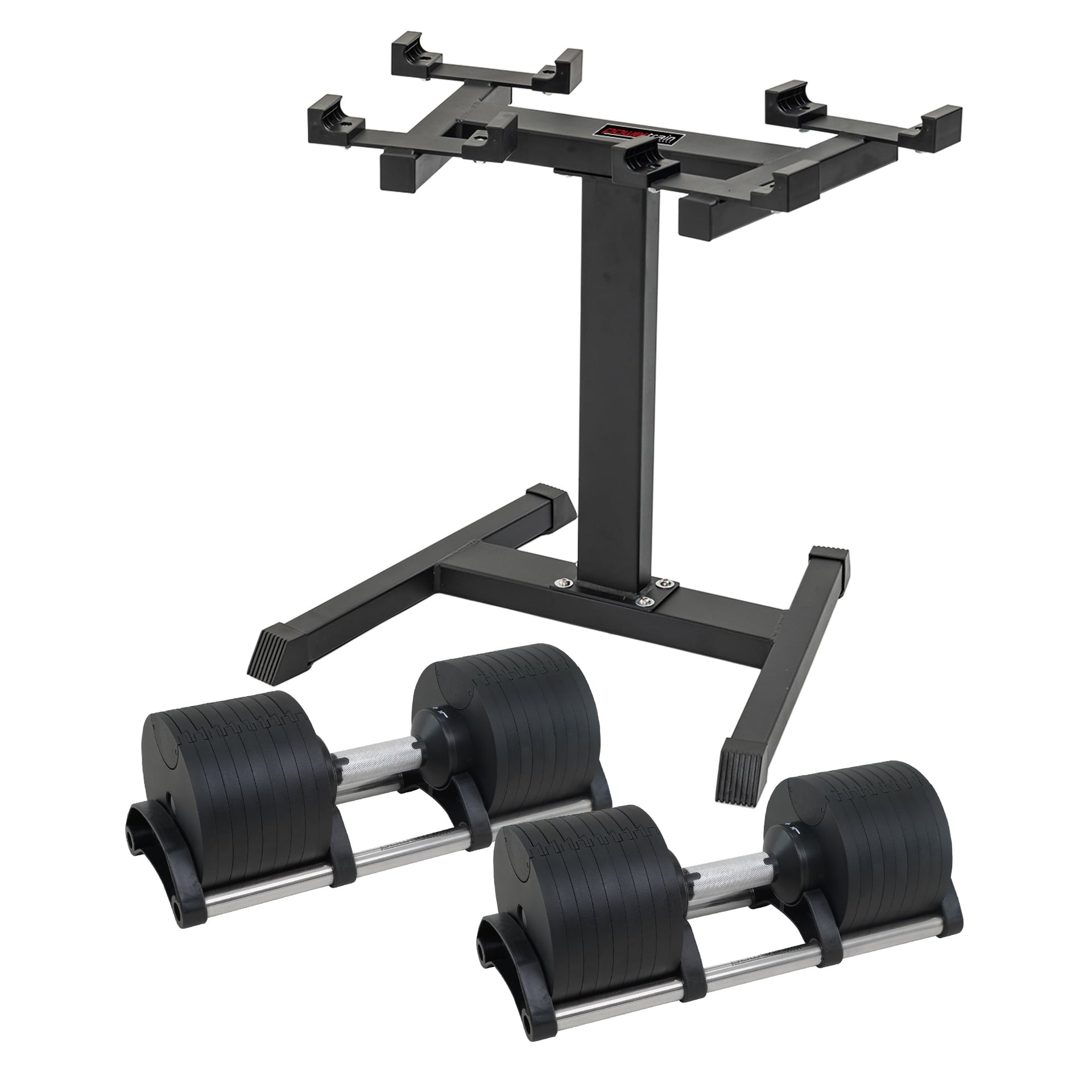 Powertrain Eon 2 X 45kg Adjustable Dumbbells W/ Stand Heavy-duty Storage Rack Home Gym 9 Strength Training Equipment Awezingly
