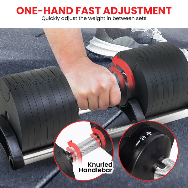 Powertrain Eon 2 X 45kg Adjustable Dumbbells W/ Stand Heavy-duty Storage Rack Home Gym 9 Strength Training Equipment Awezingly