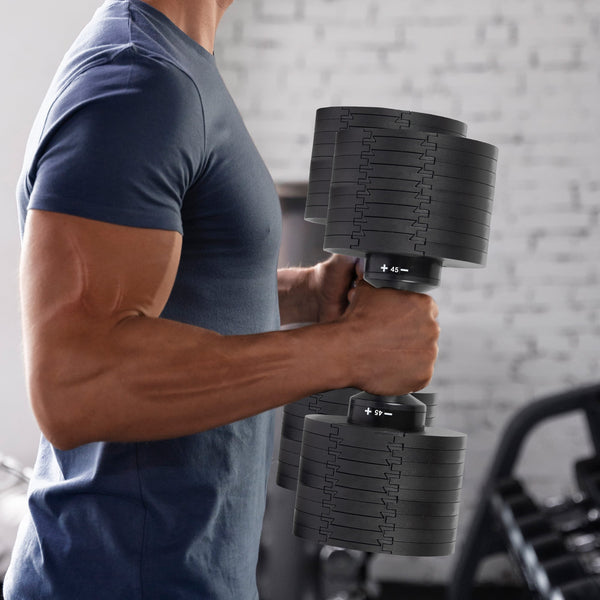 Powertrain Eon 2 X 45kg Adjustable Dumbbells W/ Stand Heavy-duty Storage Rack Home Gym 9 Strength Training Equipment Awezingly