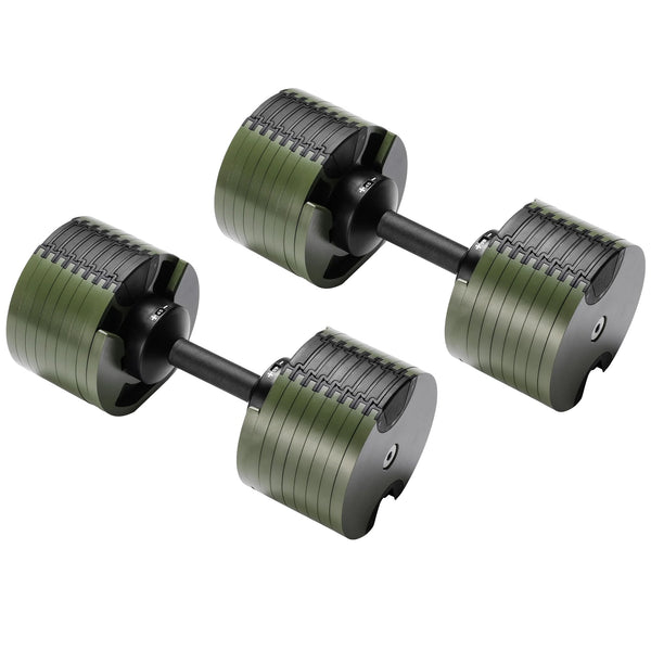 Powertrain Eon Dial-Up 90KG Adjustable Dumbbells Pair - Green Awezingly