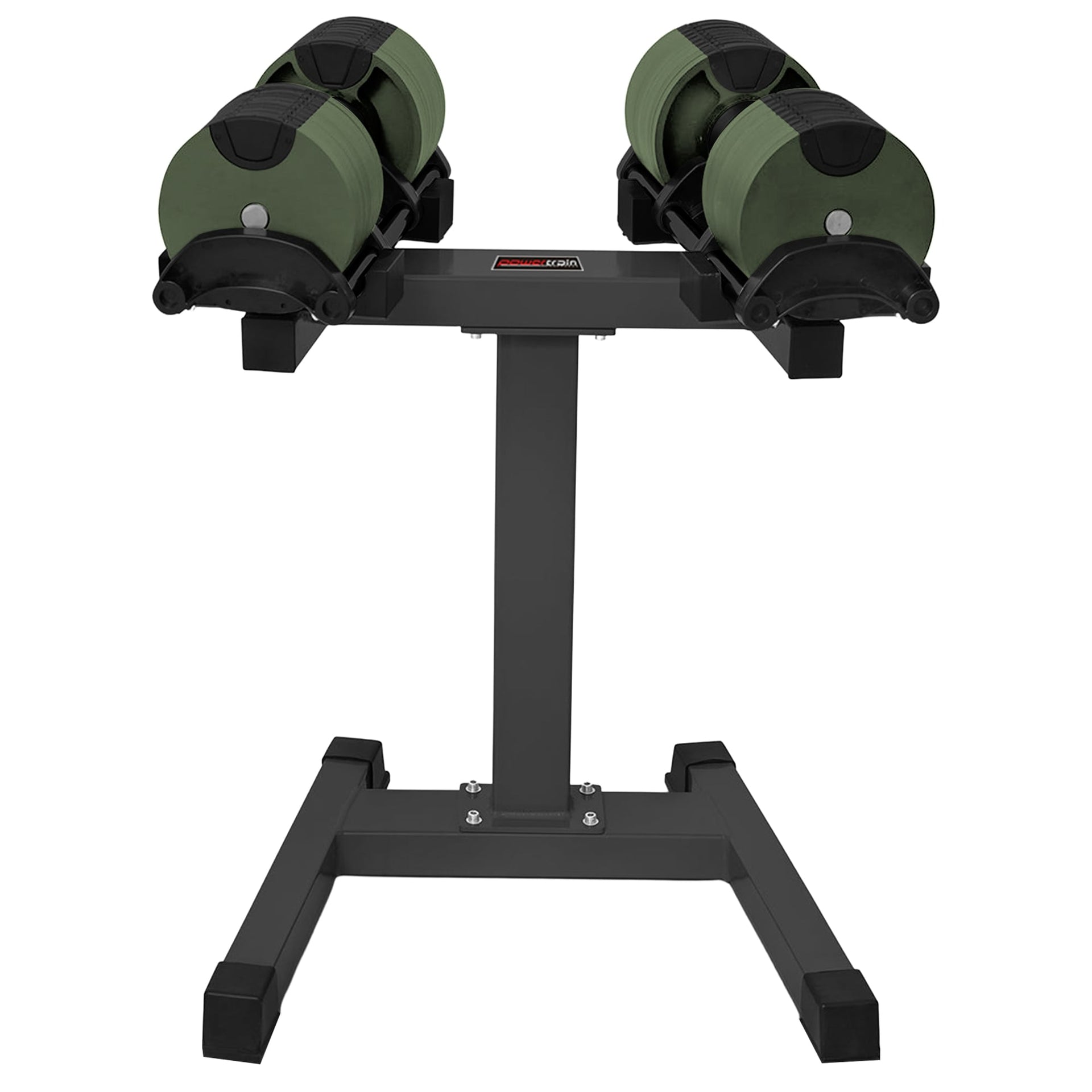 Powertrain Eon Dial-Up 90KG Adjustable Dumbbells Pair with Stand  - Green Awezingly