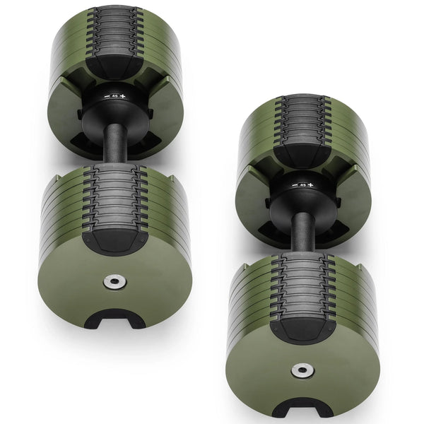 Powertrain Eon Dial-Up 90KG Adjustable Dumbbells Pair with Stand  - Green Awezingly