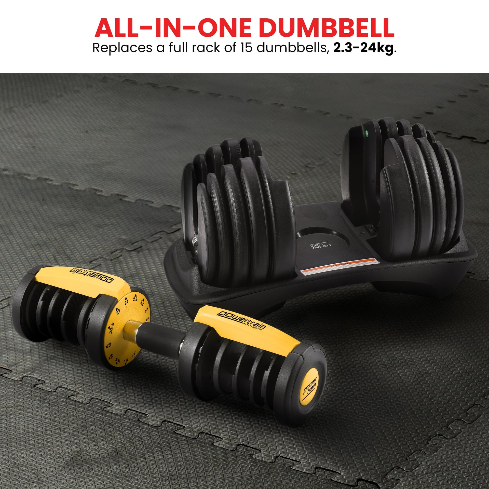 Powertrain 24KG  Adjustable Home Gym Dumbbell - Gold Powertrain