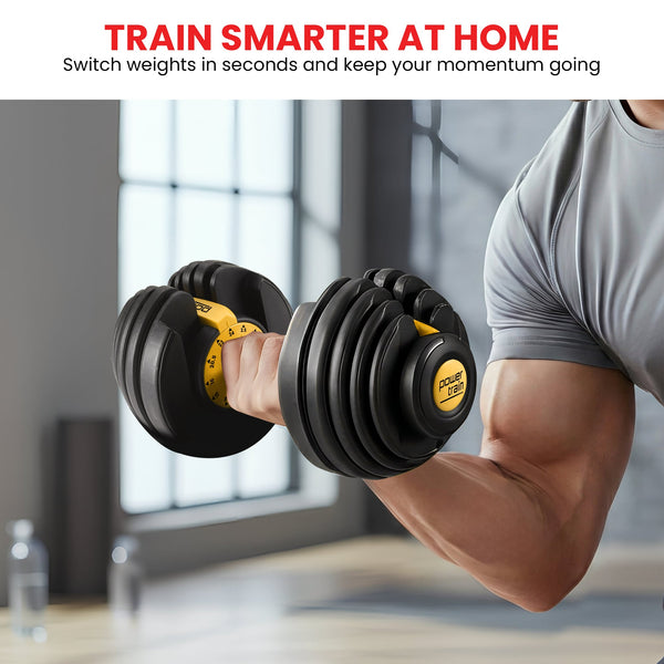 Powertrain 24KG  Adjustable Home Gym Dumbbell - Gold Powertrain