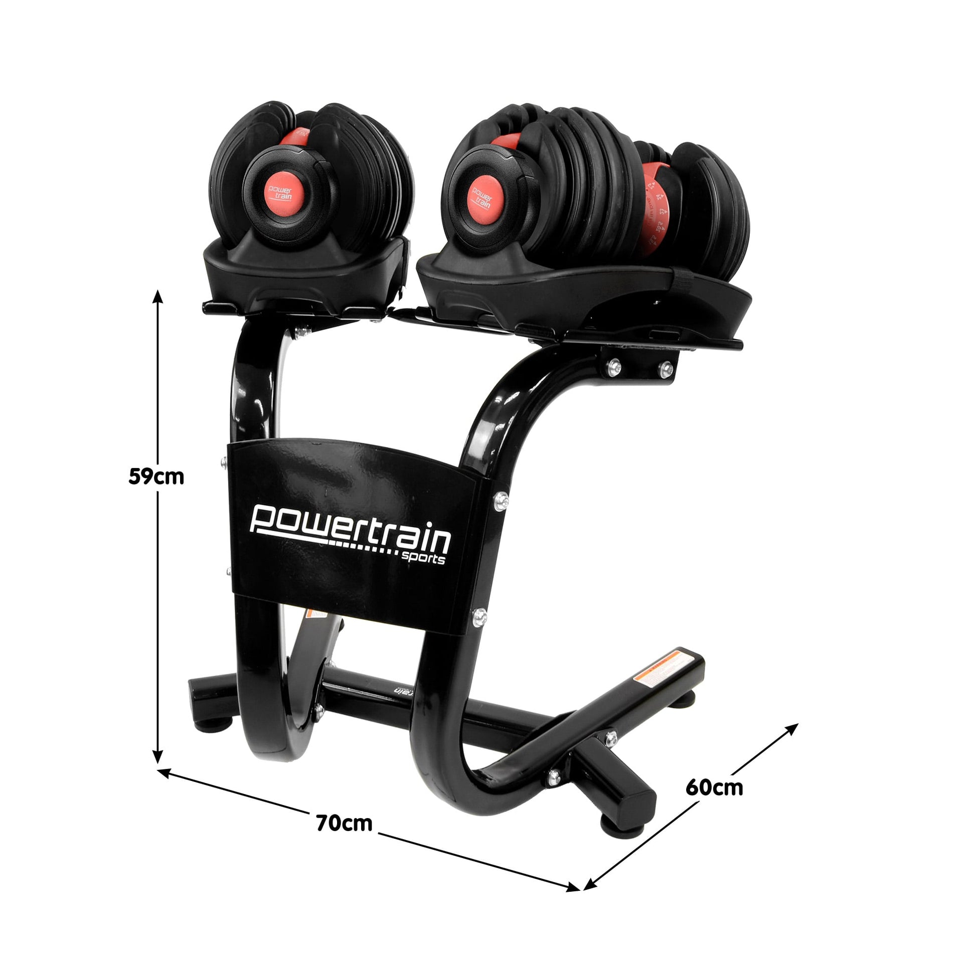Powertrain 48kg Adjustable Dumbbells with Dumbbell Stand – Red Powertrain