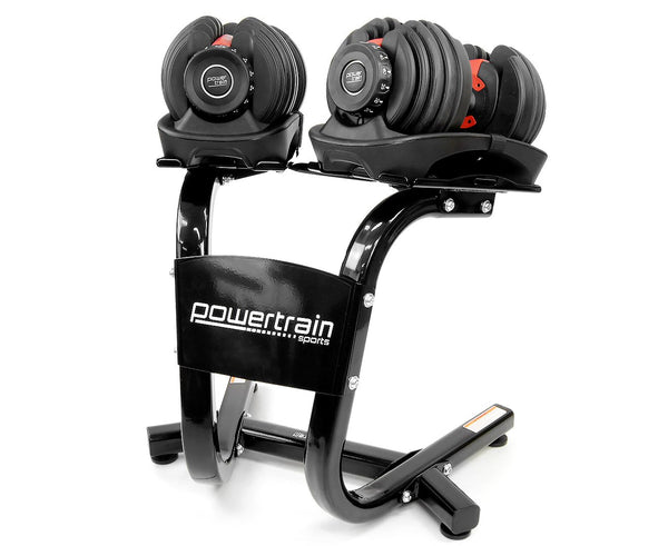 Powertrain 2x 24kg  Adjustable Dumbbells with Stand Powertrain