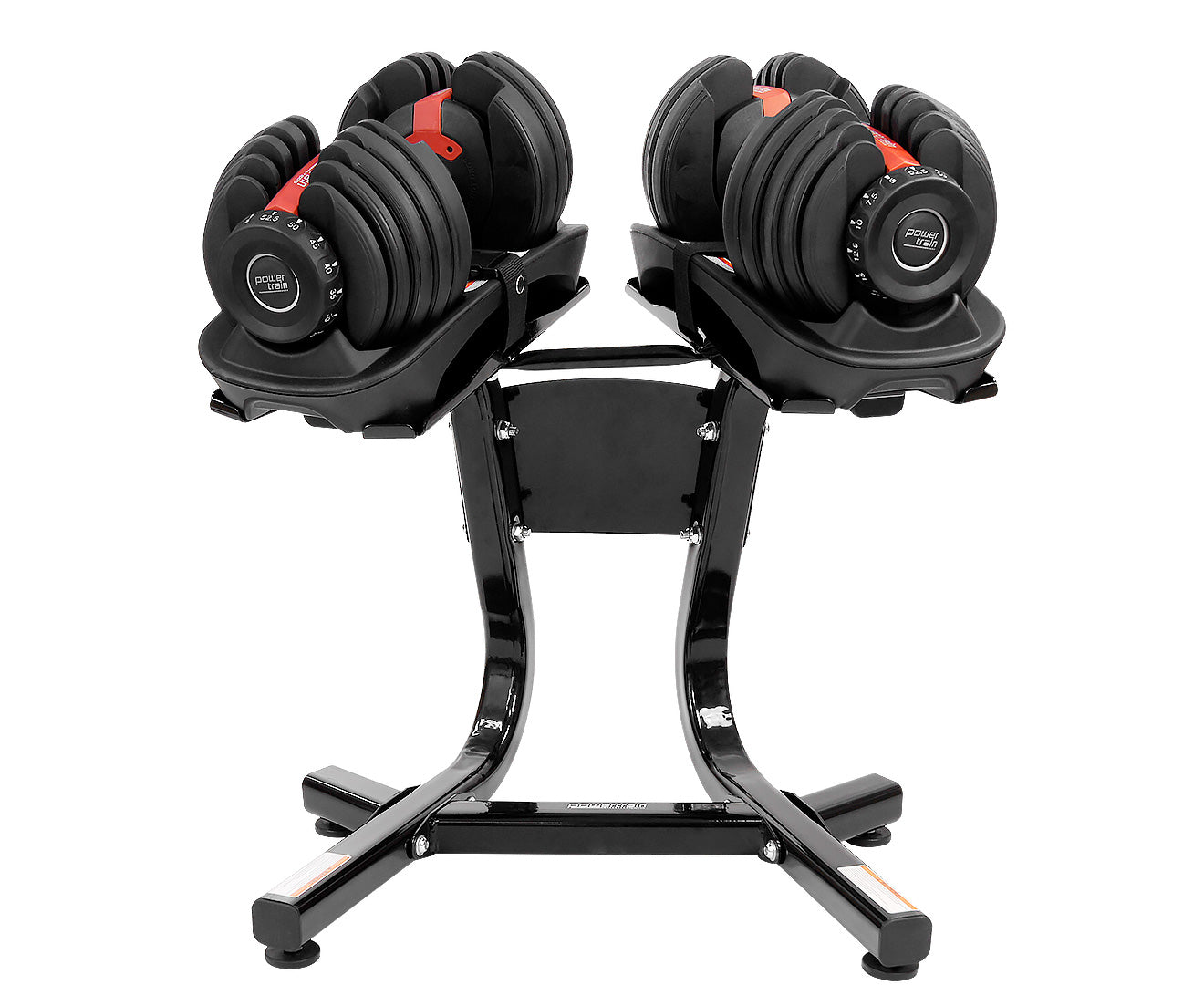 Powertrain 2x 24kg  Adjustable Dumbbells with Stand Powertrain