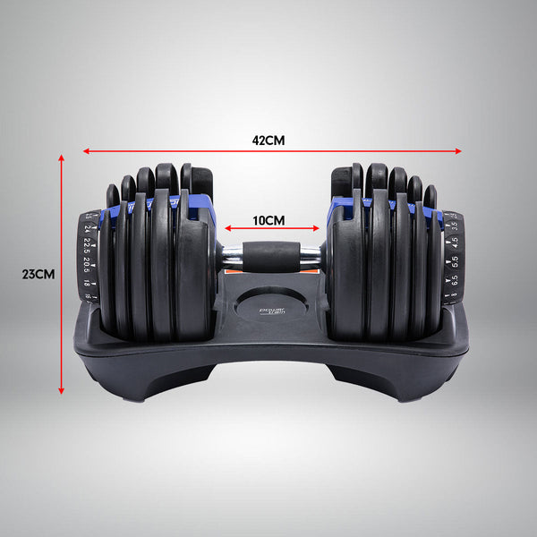 Powertrain 48KG Adjustable Dumbbell Set With Stand Blue Powertrain