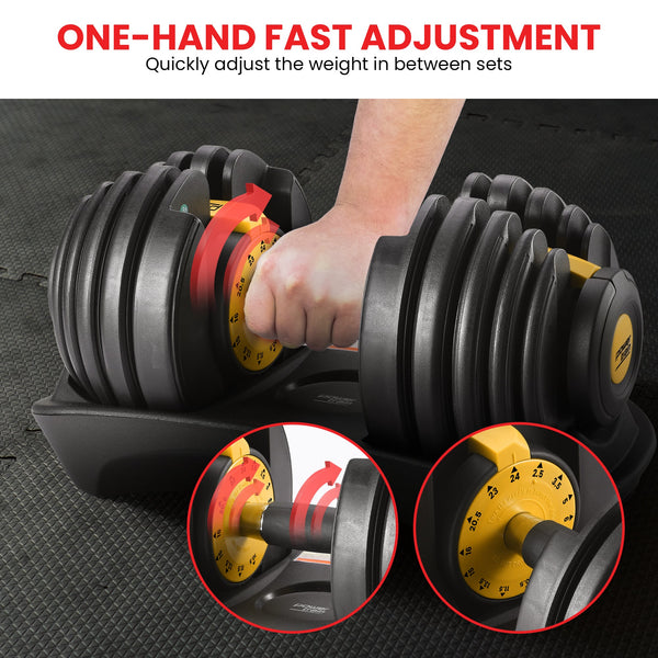Powertrain  48KG Adjustable Dumbbell Set With Stand - Gold Awezingly