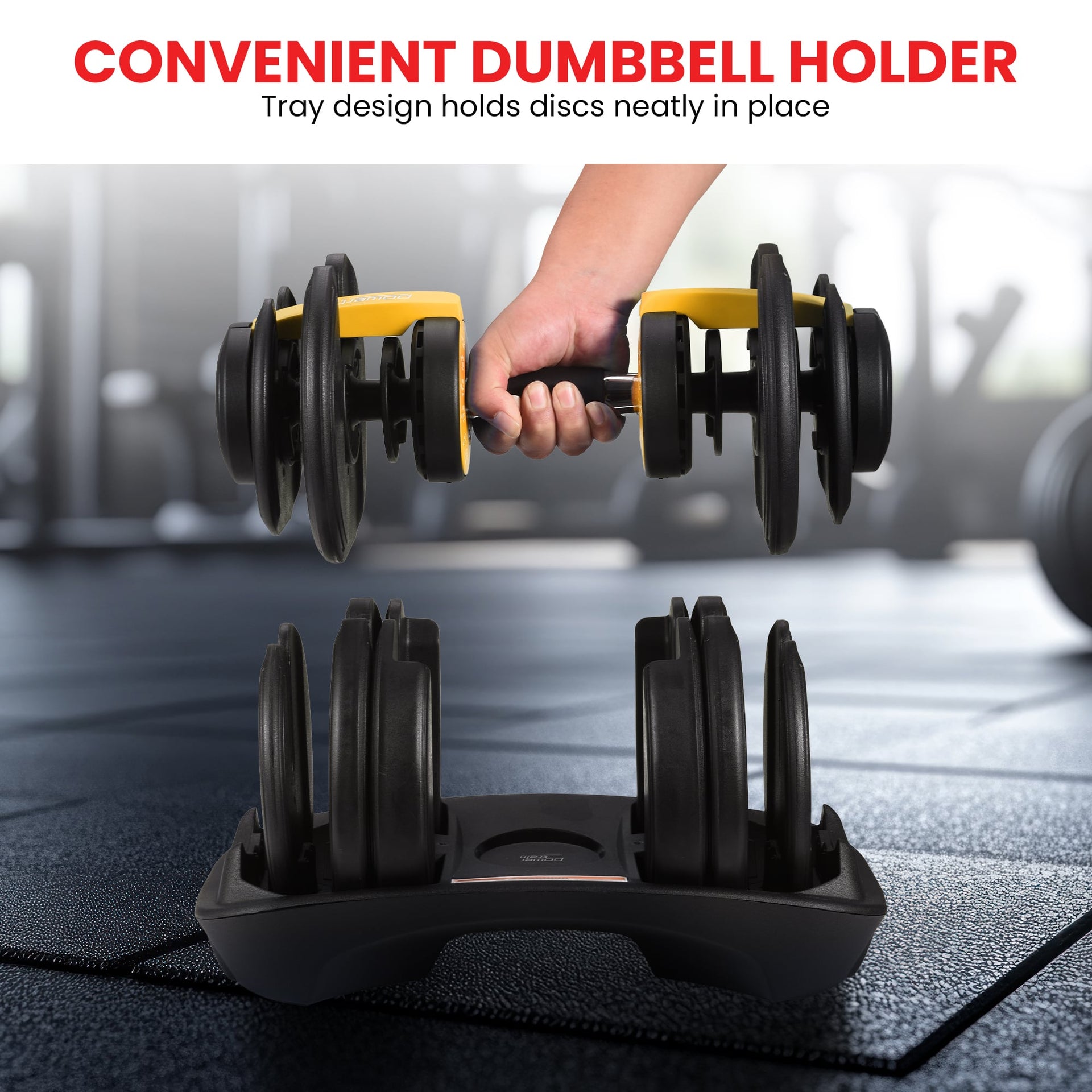 Powertrain  48KG Adjustable Dumbbell Set With Stand - Gold Awezingly
