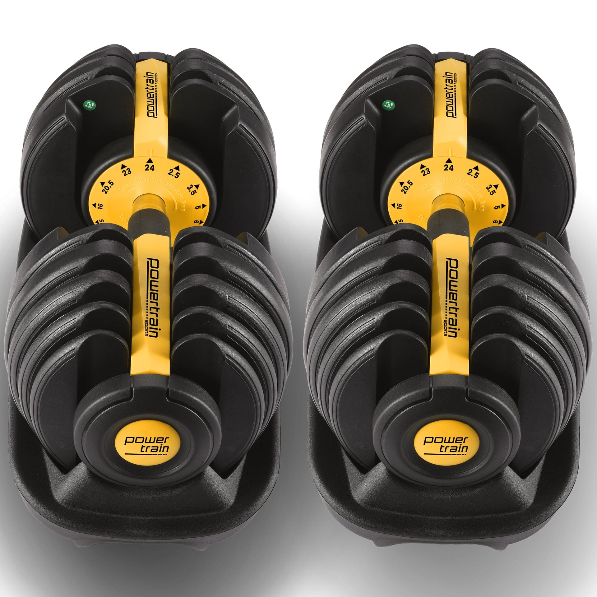 Powertrain  48KG Adjustable Dumbbell Set With Stand - Gold Awezingly