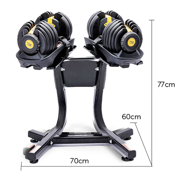 Powertrain  48KG Adjustable Dumbbell Set With Stand - Gold Powertrain