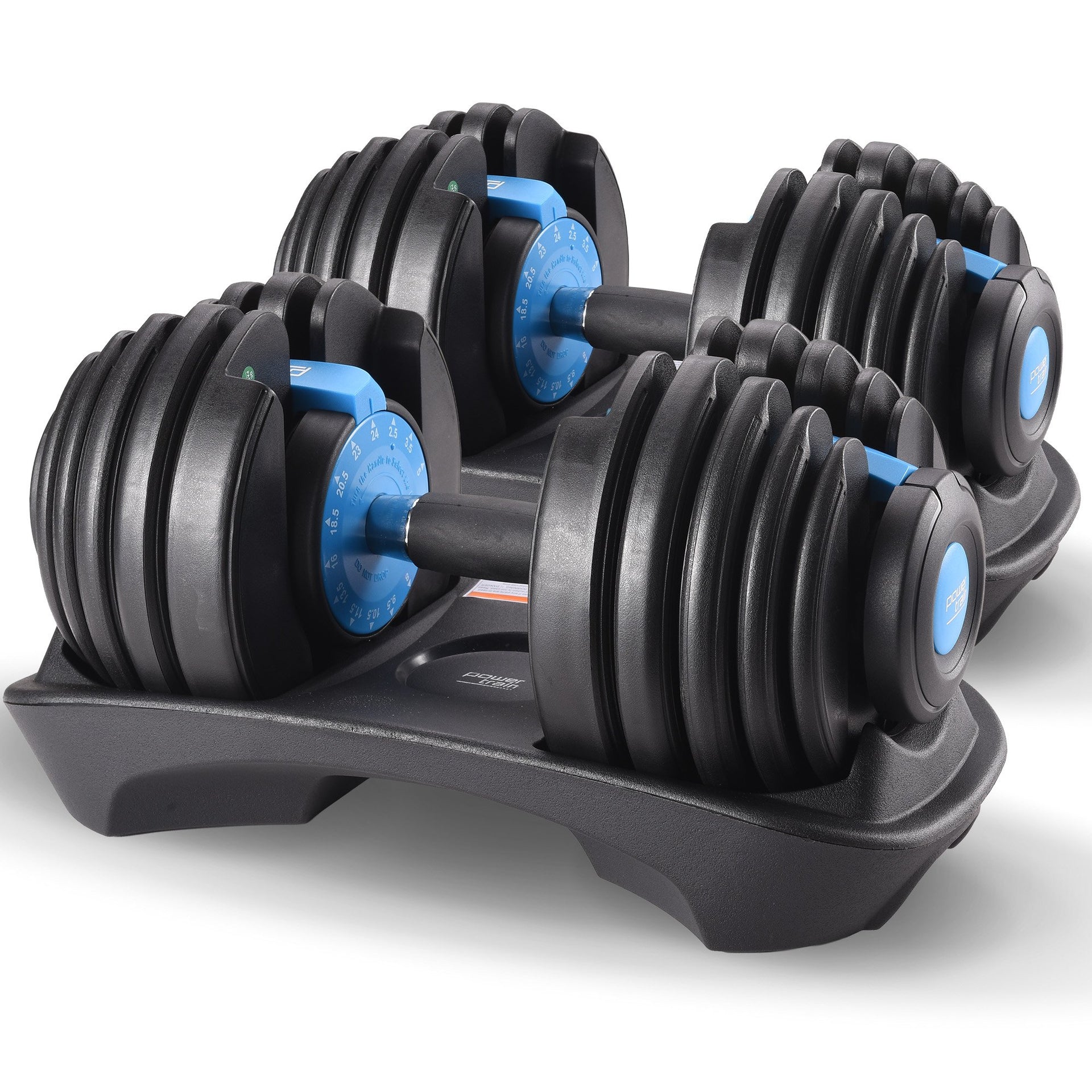 Powertrain 2x 24kg Adjustable Dumbbell Home Gym Set Awezingly