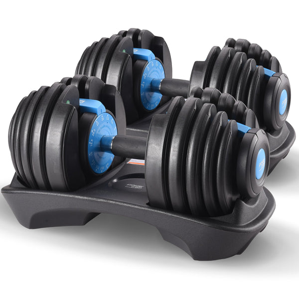 Powertrain 2x 24kg Adjustable Dumbbell Home Gym Set Awezingly