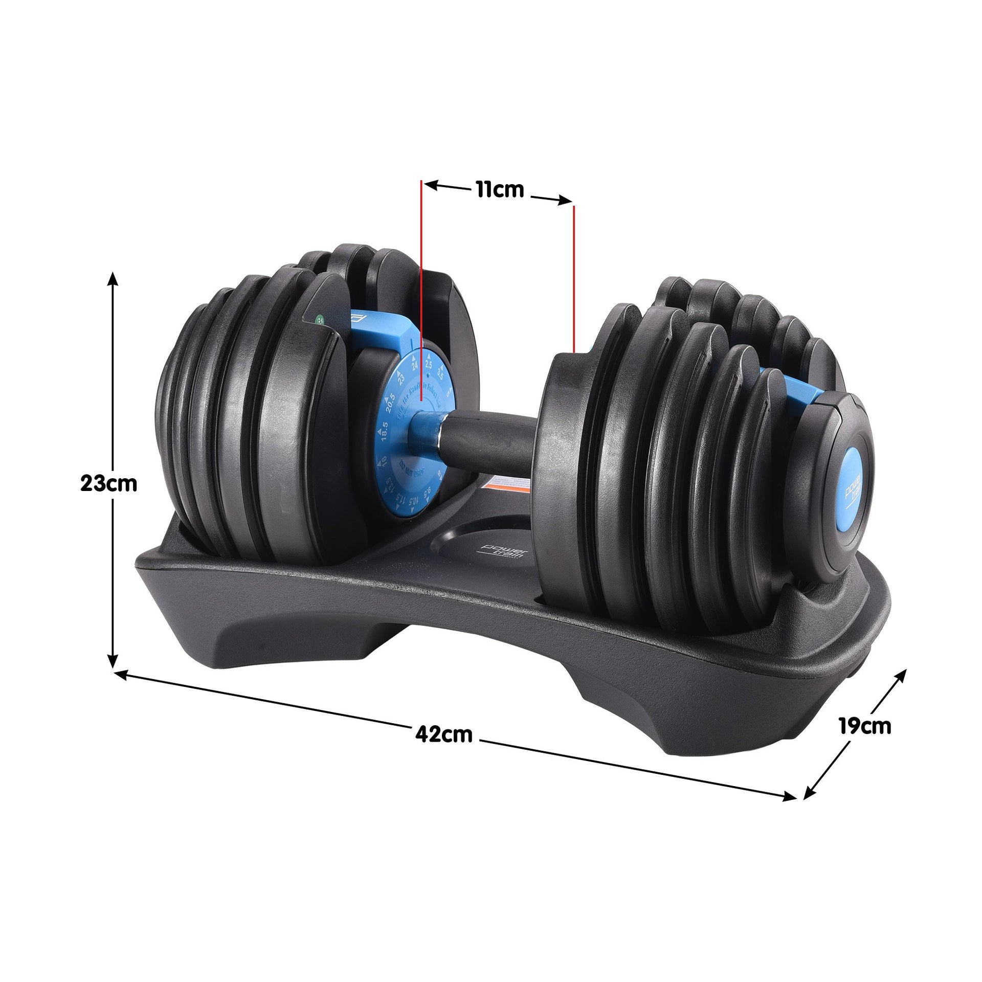 Powertrain 2x 24kg Adjustable Dumbbell Home Gym Set Awezingly