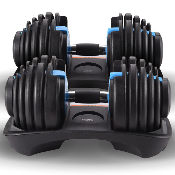 Powertrain 2x 24kg Adjustable Dumbbell Home Gym Set Awezingly