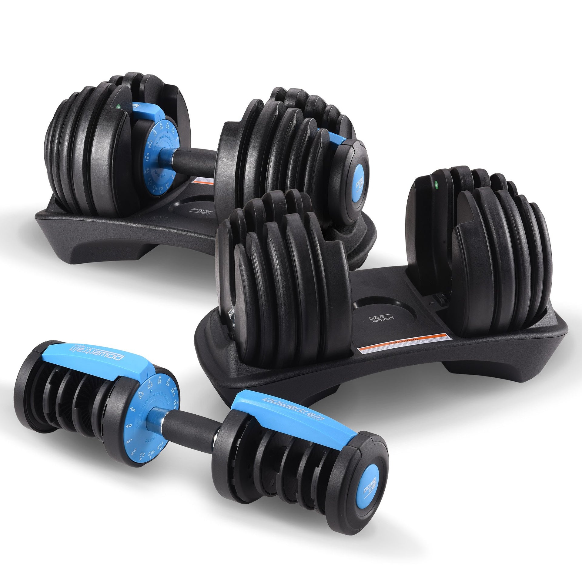 Powertrain 2x 24kg Adjustable Dumbbell Home Gym Set Awezingly