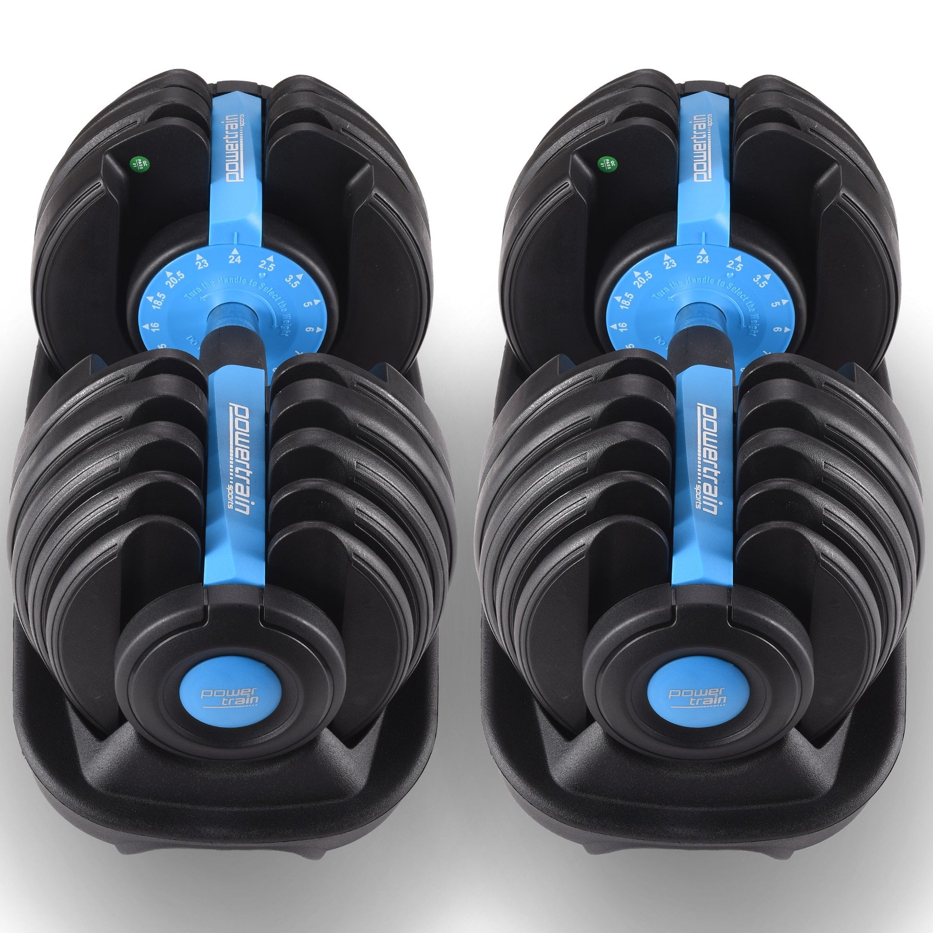 Powertrain 2x 24kg Adjustable Dumbbell Home Gym Set Awezingly