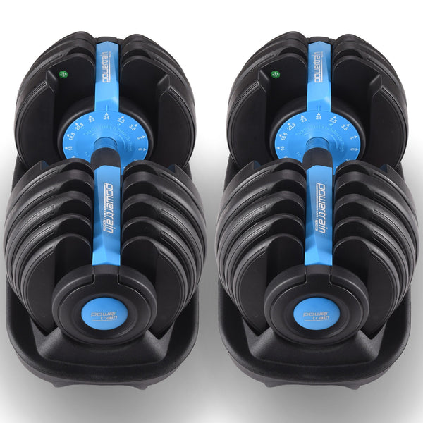 Powertrain 2x 24kg Adjustable Dumbbell Home Gym Set Awezingly