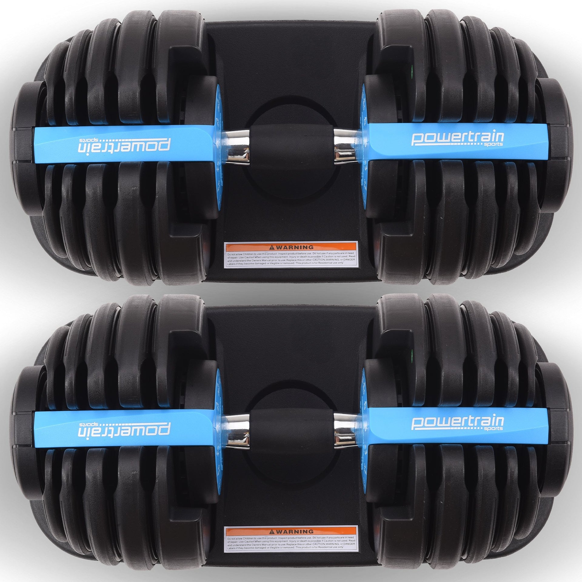 Powertrain 2x 24kg Adjustable Dumbbell Home Gym Set Awezingly