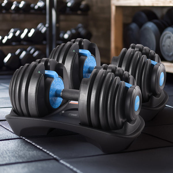 Powertrain 2x 24kg Adjustable Dumbbell Home Gym Set Awezingly