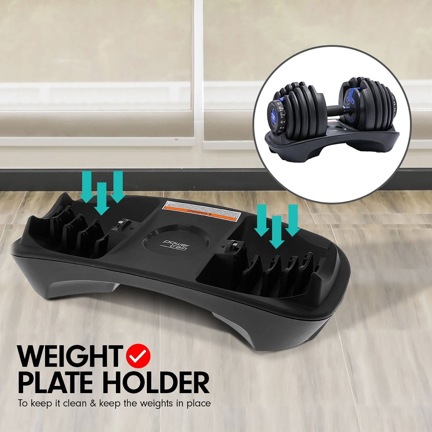 Powertrain 2x 24kg Adjustable Dumbbell Home Gym Set Powertrain