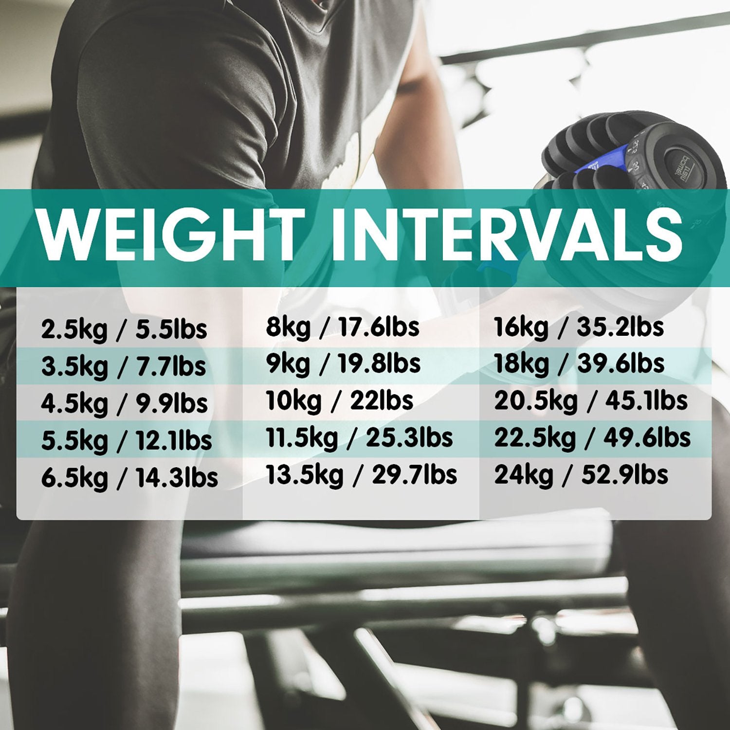 Powertrain 2x 24kg Adjustable Dumbbell Home Gym Set Powertrain