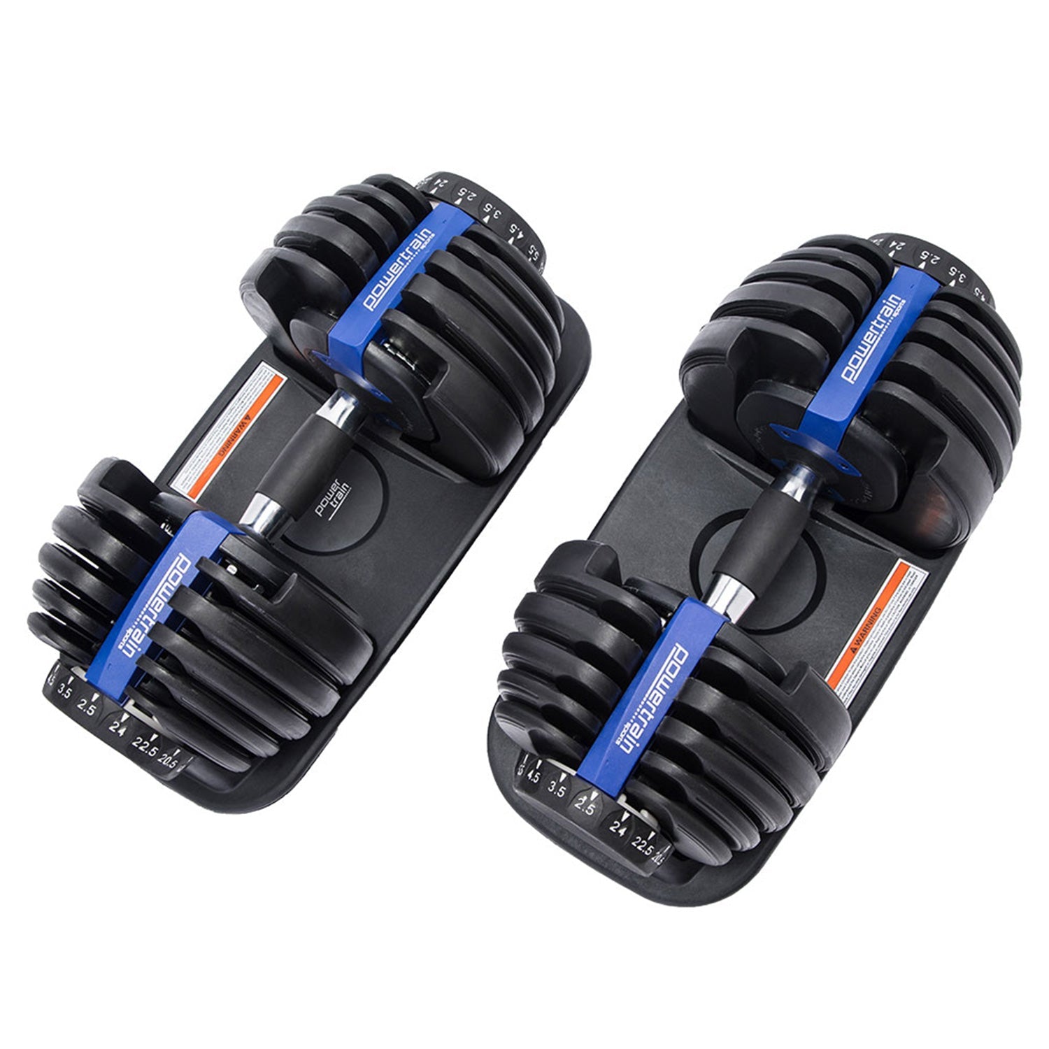 Powertrain 2x 24kg Adjustable Dumbbell Home Gym Set Powertrain