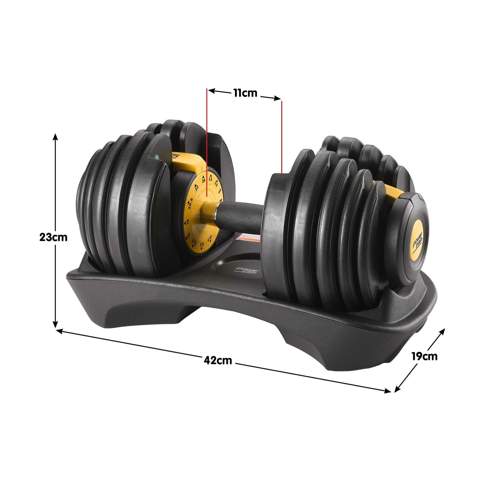 Powertrain 48kg  Adjustable Dumbbell Home Gym Set Gold Awezingly