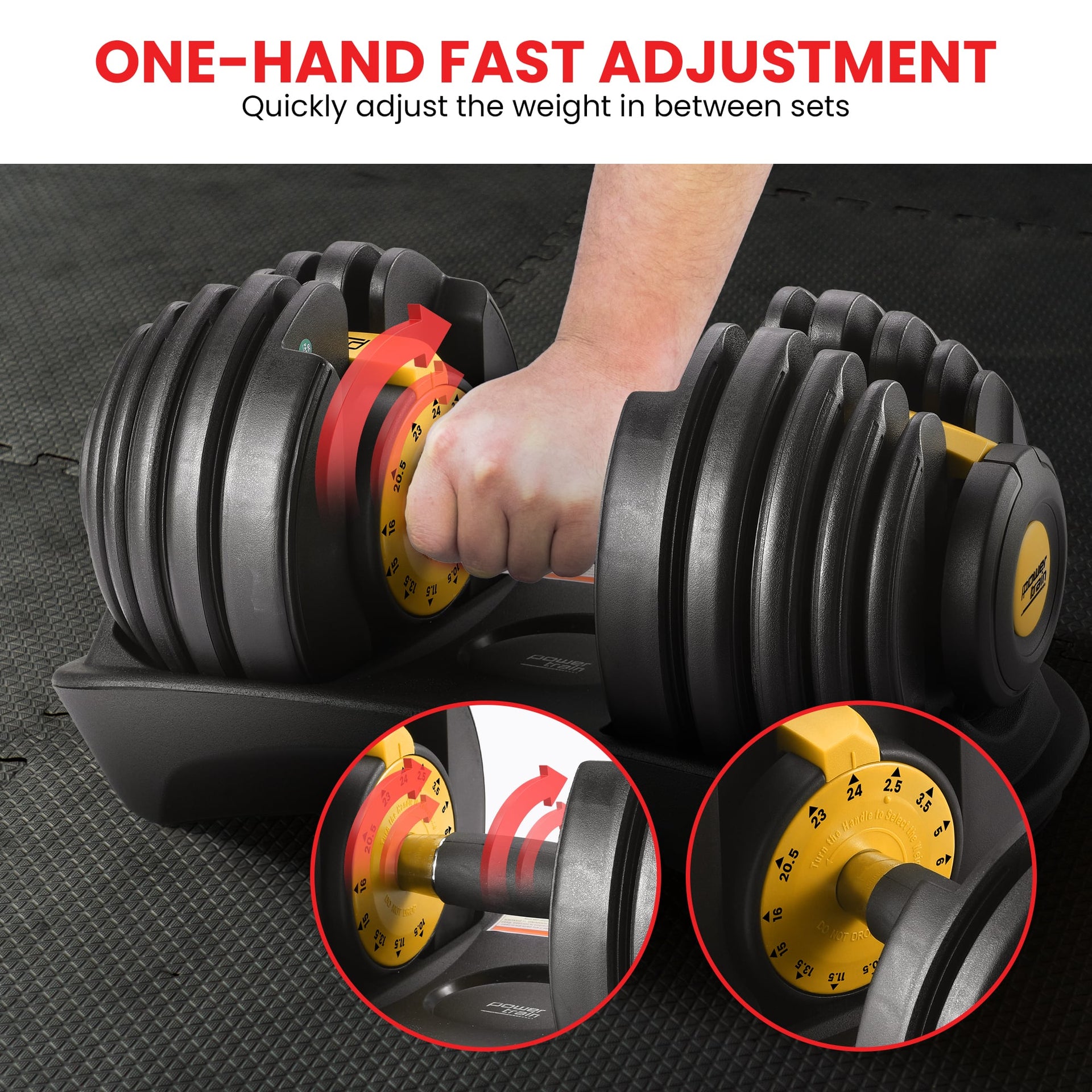 Powertrain 48kg  Adjustable Dumbbell Home Gym Set Gold Awezingly