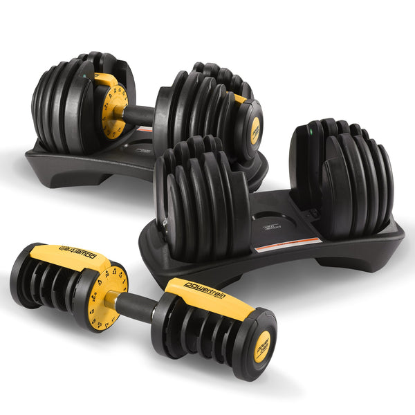 Powertrain 48kg  Adjustable Dumbbell Home Gym Set Gold Awezingly