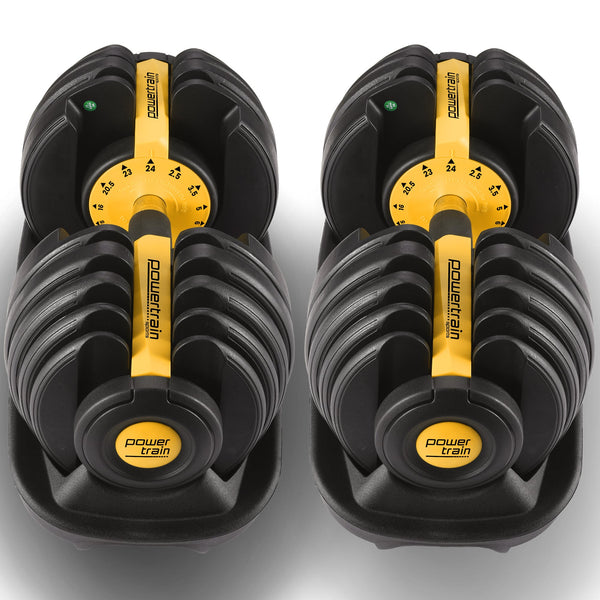 Powertrain 48kg  Adjustable Dumbbell Home Gym Set Gold Awezingly