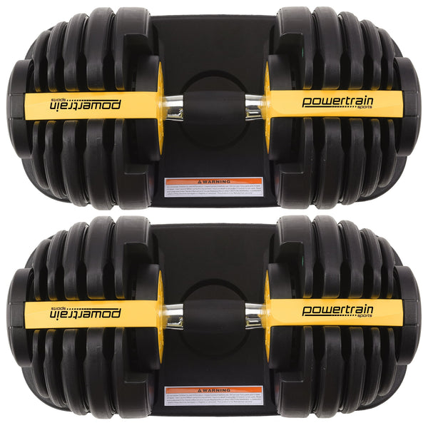 Powertrain 48kg  Adjustable Dumbbell Home Gym Set Gold Awezingly