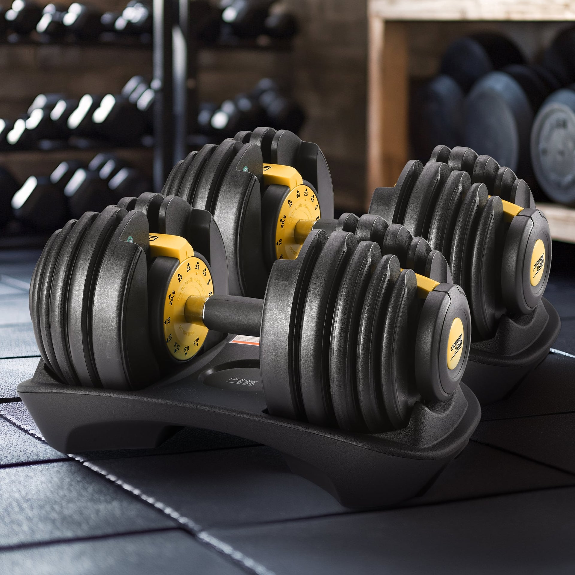 Powertrain 48kg  Adjustable Dumbbell Home Gym Set Gold Awezingly