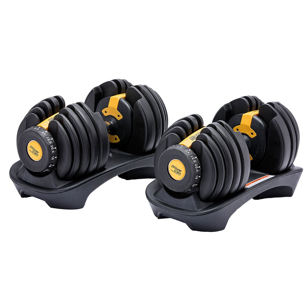 Powertrain 48kg  Adjustable Dumbbell Home Gym Set Gold Powertrain
