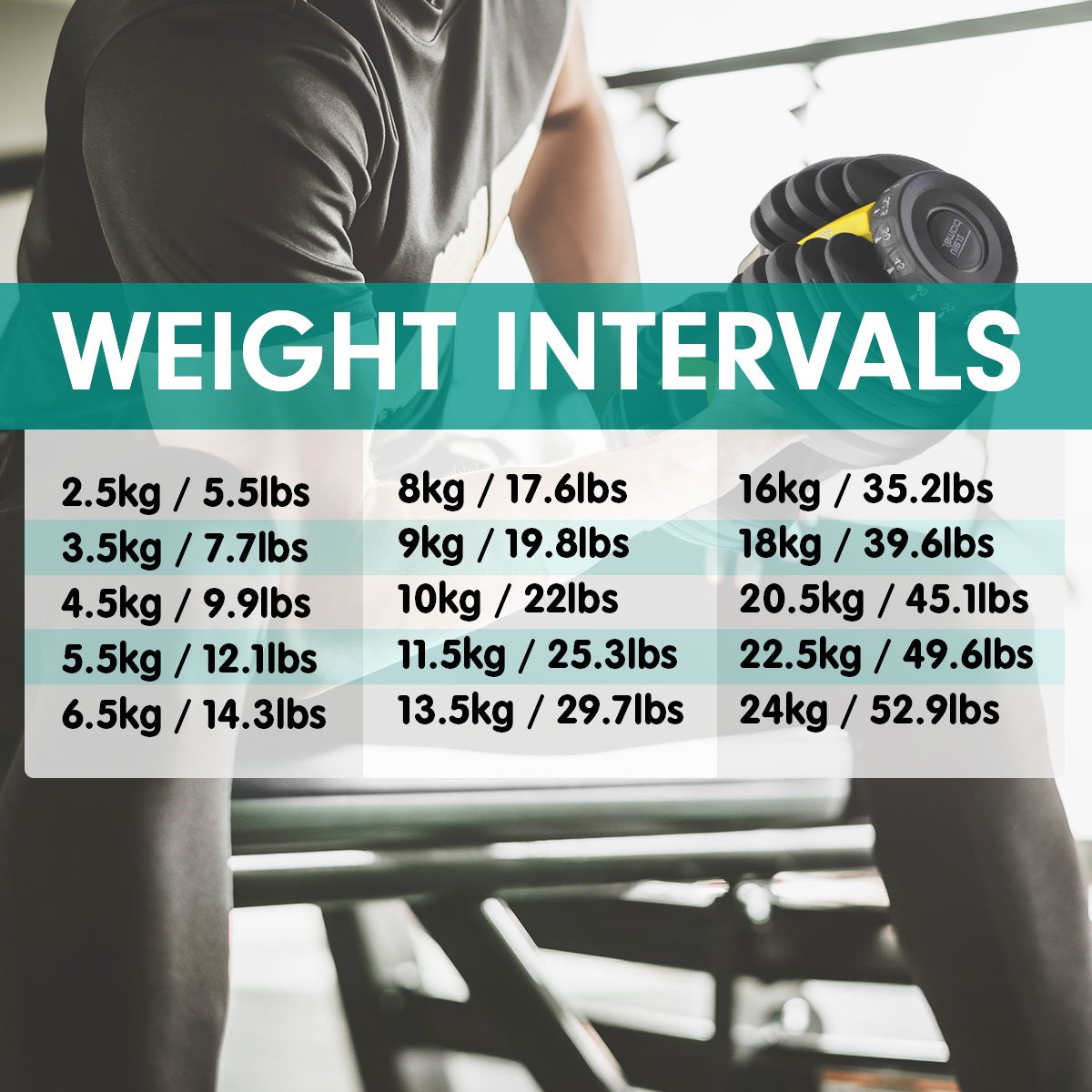 Powertrain 48kg  Adjustable Dumbbell Home Gym Set Gold Powertrain