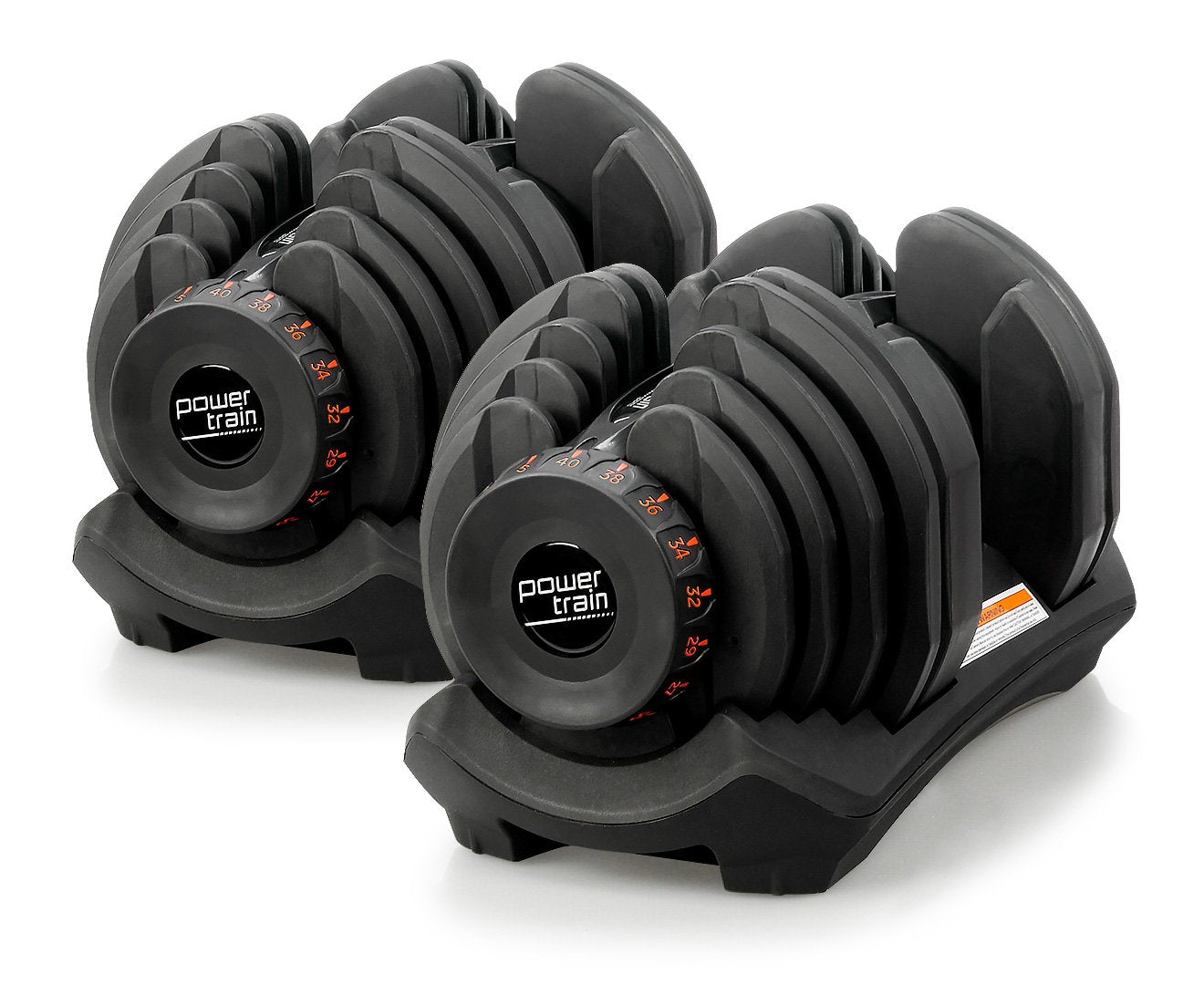 Powertrain2 x 40kg Powertrain Adjustable Dumbbells Home Gym Set Powertrain