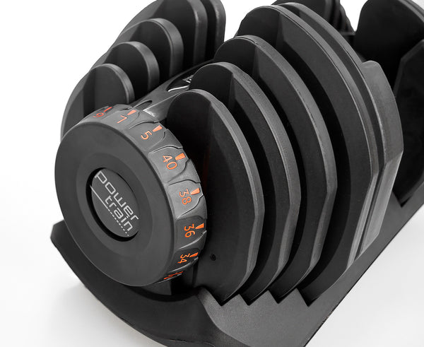 Powertrain 2x 40kg Powertrain Adjustable Dumbbells with Stand Powertrain