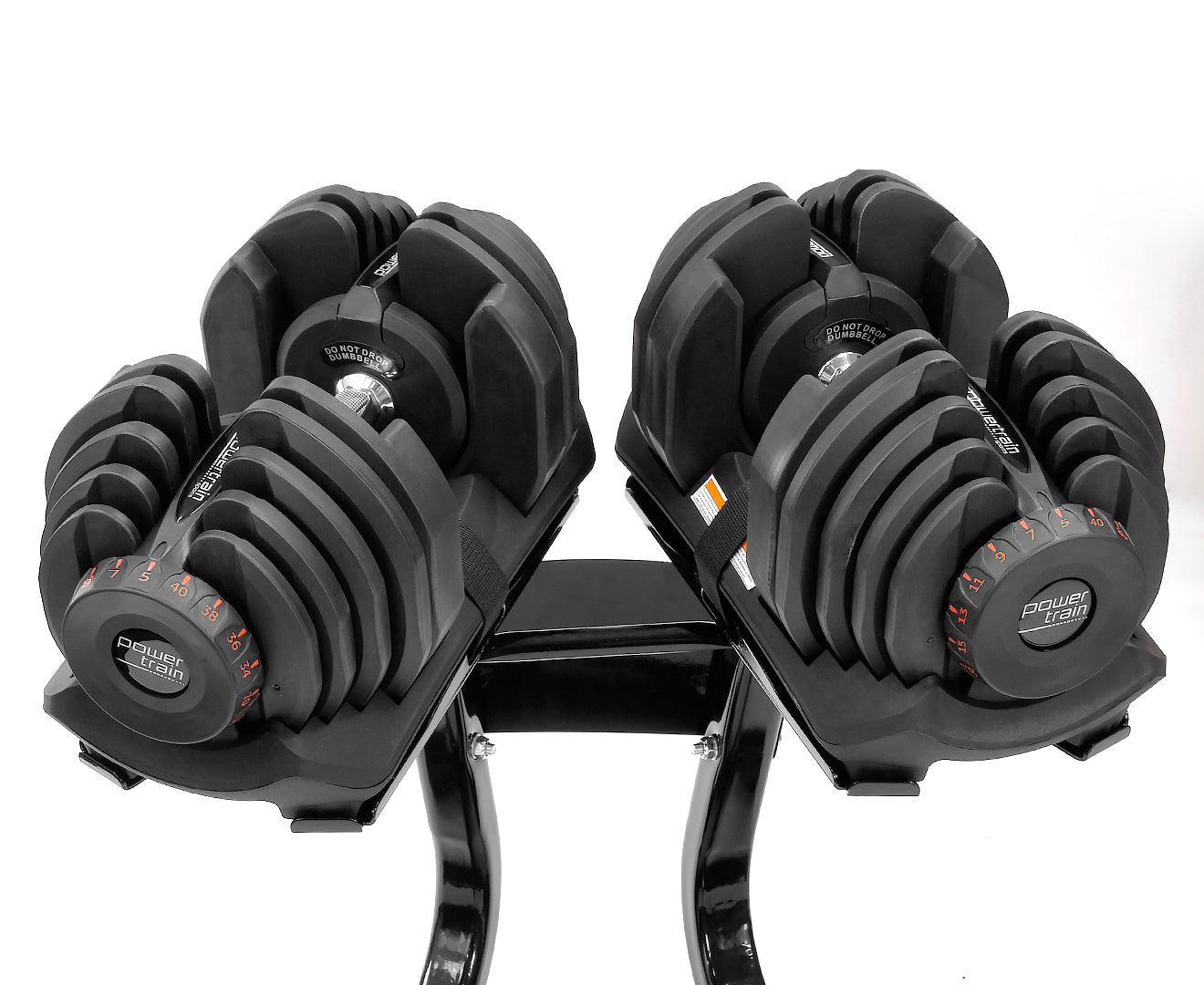 Powertrain 2x 40kg Powertrain Adjustable Dumbbells with Stand Powertrain