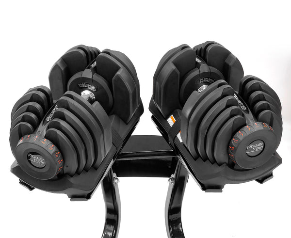 Powertrain 2x 40kg Powertrain Adjustable Dumbbells with Stand Powertrain