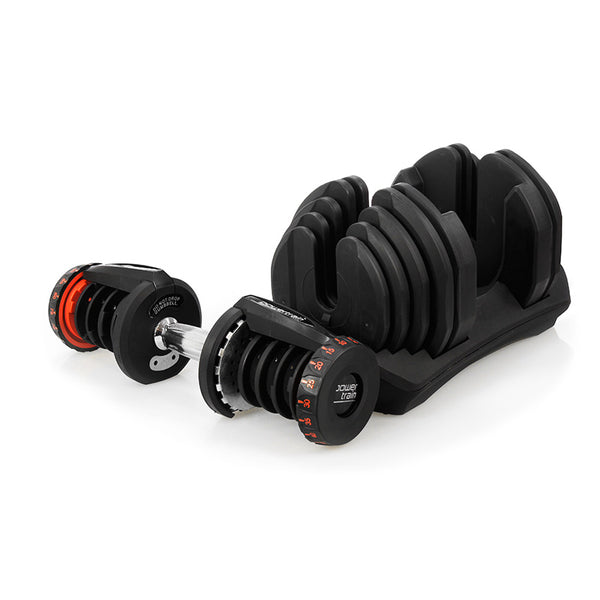 Powertrain 2x 40kg Powertrain Adjustable Dumbbells with Stand Powertrain